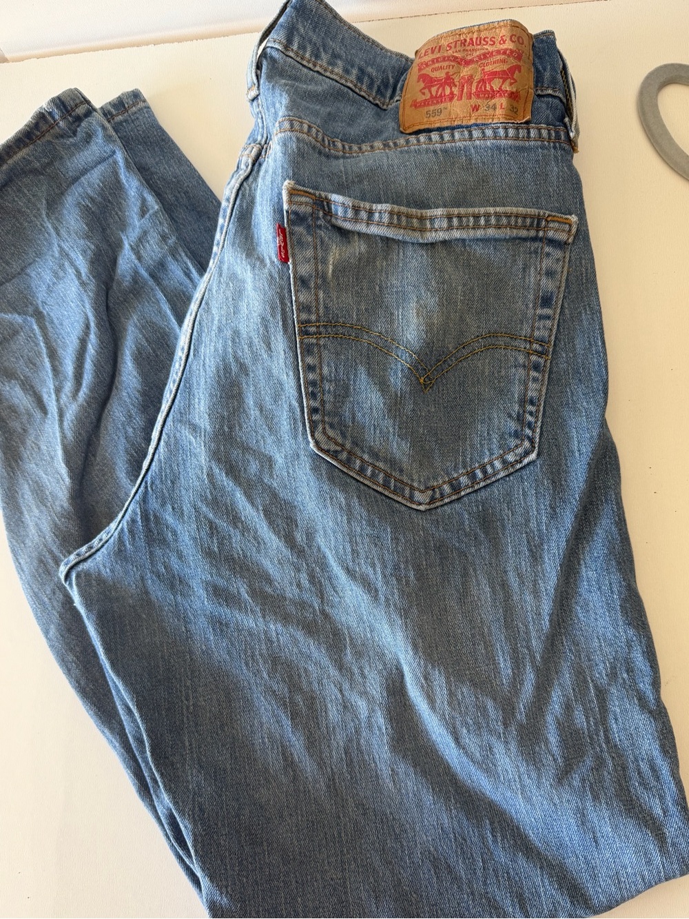 Levi's Light Blue Straight Leg Jeans - Classic Back Pocket 559 34x32